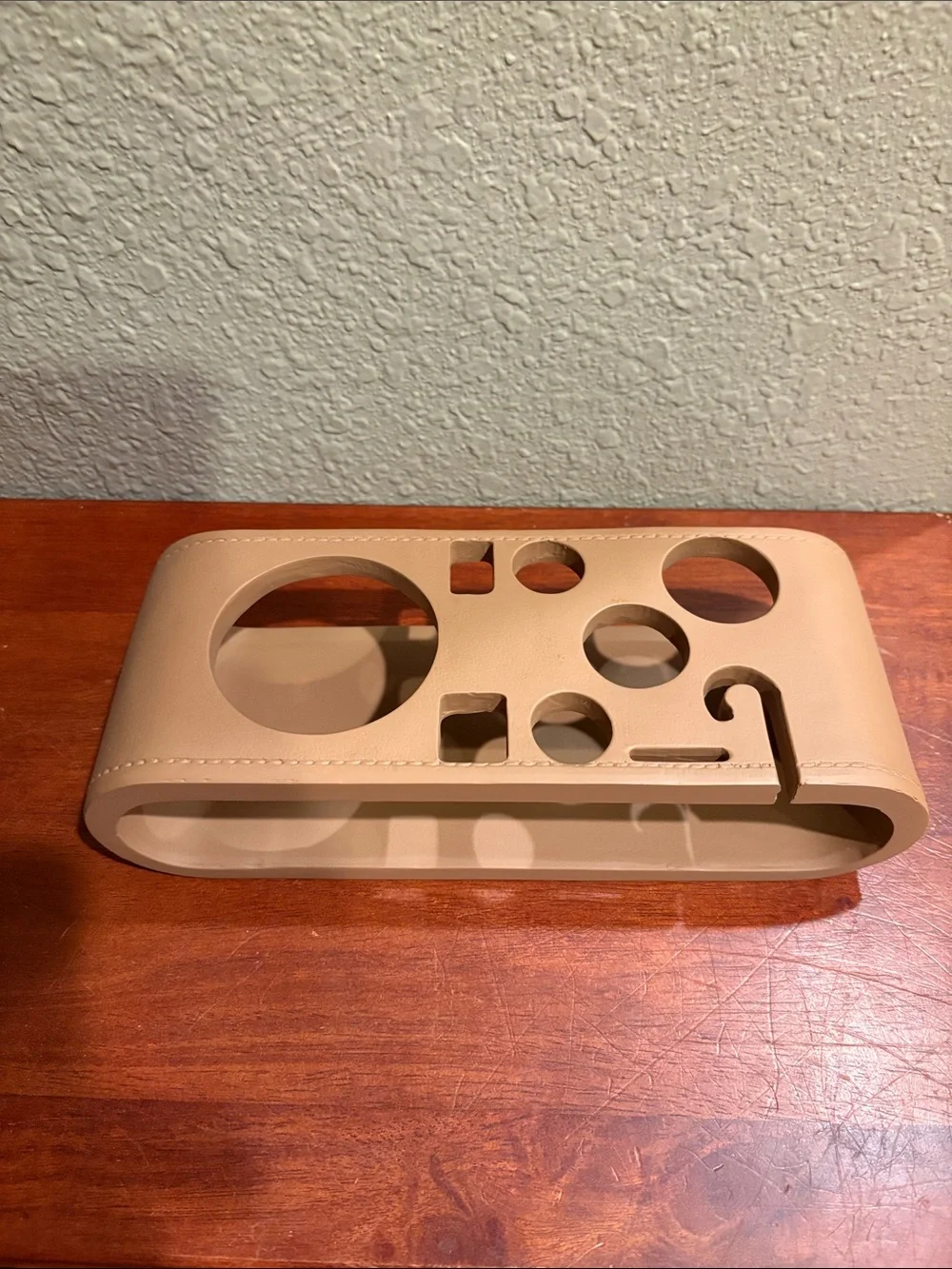 New- Leather Wrapped Barware Organizer – Tan